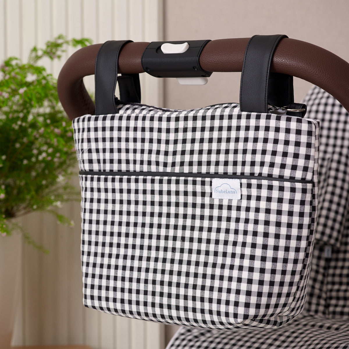 Gingham Fabric Strap on Bag