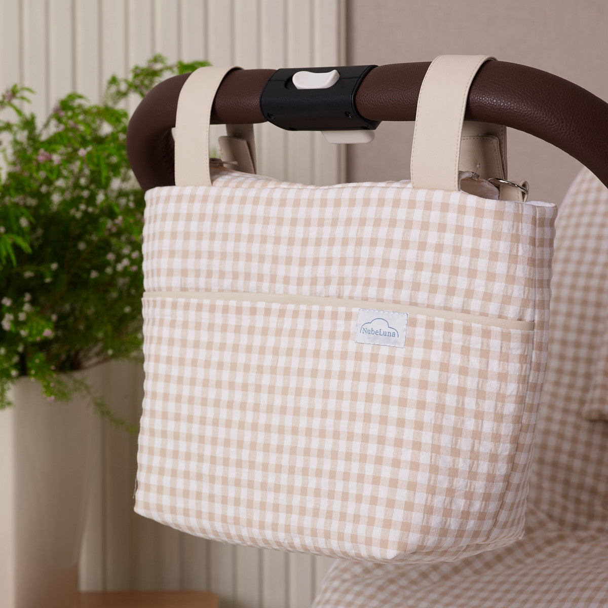 Gingham Fabric Strap on Bag