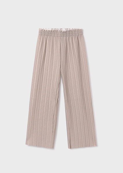Mayoral Long Sleeve Cream Top and Gold Metallic Ribbed Pants Set