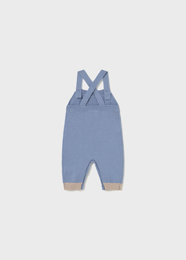 Mayoral Baby Boy 3-Piece Knitted Dungaree Set | Blue & Cream Bunny Cardigan, Polo Top & Romper (0–18M)