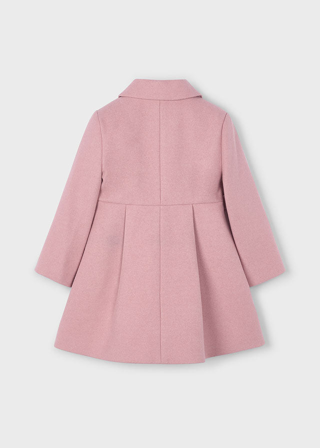 Mayoral Girls Dusty Pink Wool Blend Coat | Classic Button-Up Winter Coat (4–10 Years)