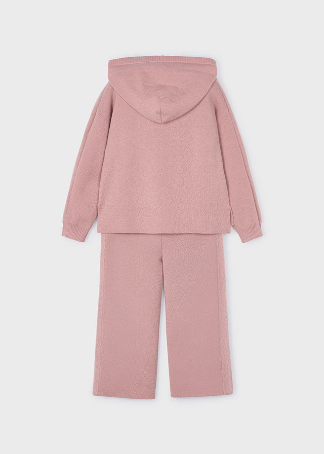 Mayoral Girls Pink Knit Hoodie & Wide Leg Trouser Set | Soft Loungewear Co-ord (4-10 Years)