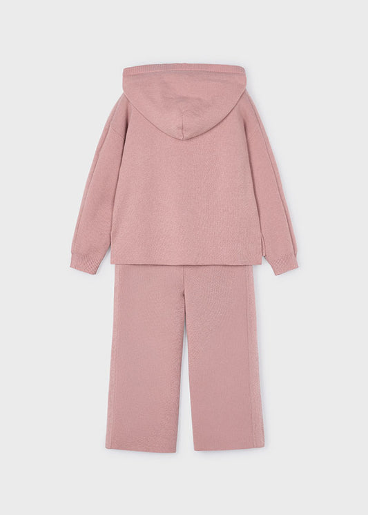 Mayoral Girls Pink Knit Hoodie & Wide Leg Trouser Set | Soft Loungewear Co-ord (4-10 Years)