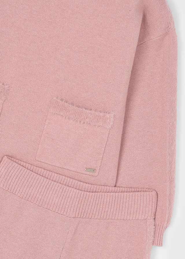 Mayoral Girls Pink Knit Hoodie & Wide Leg Trouser Set | Soft Loungewear Co-ord (4-10 Years)