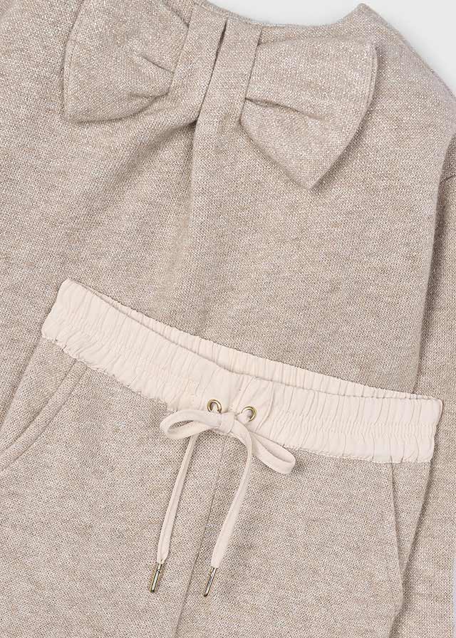 Mayoral Girls Beige Knit Co-ord Set | Soft 2-Piece Loungewear with Back Bow Detail (6–10 Years)