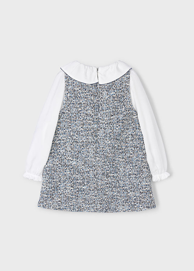 Mayoral Girls Navy Tweed Dress & Blouse Set | 2-Piece Party Outfit with Bows (4–10 Years)