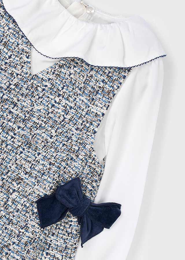 Mayoral Girls Navy Tweed Dress & Blouse Set | 2-Piece Party Outfit with Bows (4–10 Years)