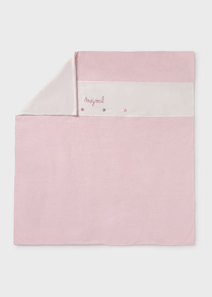 Mayoral Baby Girl Pink Blanket | Embroidered Rose Dots & Gift Box