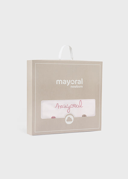 Mayoral Baby Girl Pink Blanket | Embroidered Rose Dots & Gift Box
