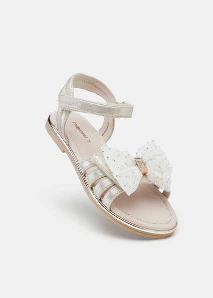 Mayoral Girls Gold Sandals with Glitter Bow