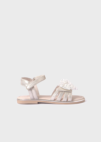 Mayoral Girls Gold Sandals with Glitter Bow