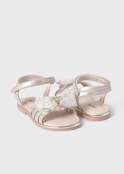 Mayoral Girls Gold Sandals with Glitter Bow