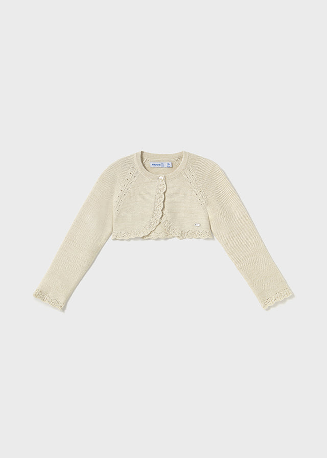 SS25 Mayoral Toddler Champagne Bolero Cardigan