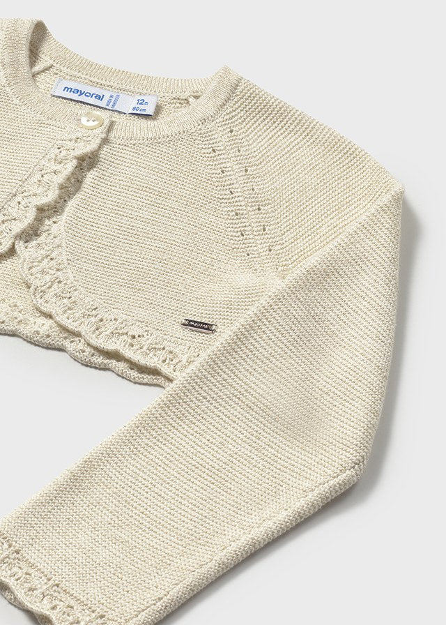 SS25 Mayoral Toddler Champagne Bolero Cardigan