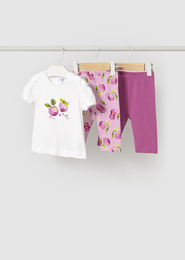 SS25 Mayoral Toddler Cherry Casual T Shirt and x2 Cycling Shorts Set