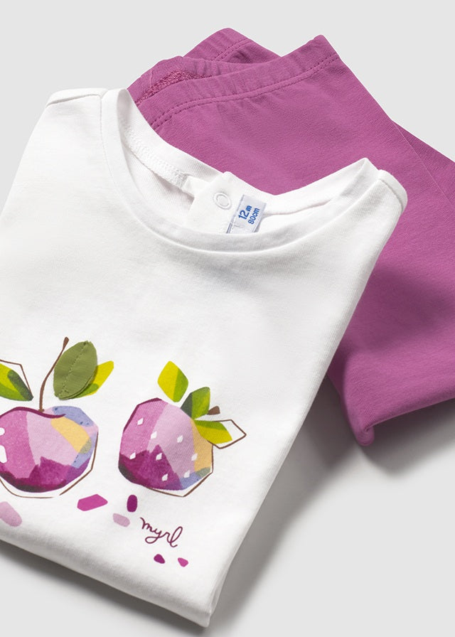 SS25 Mayoral Toddler Cherry Casual T Shirt and x2 Cycling Shorts Set