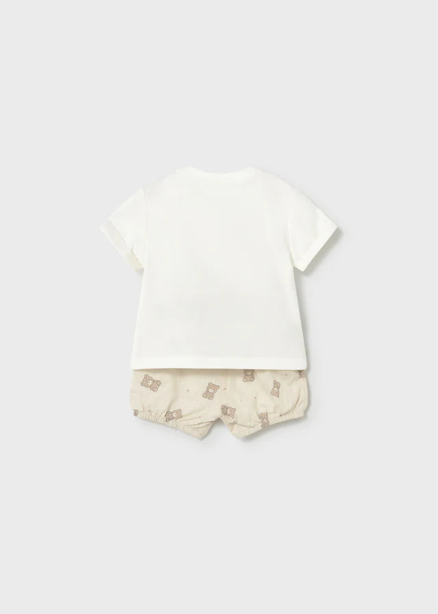 Mayoral Baby Boy Ivory Teddy Shorts Set | Teddy Print Shorts Set (0M–18M)