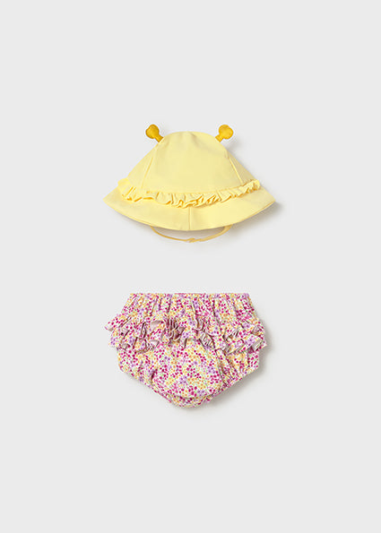 Mayoral Baby Girl 2-Piece Swim Set | Rose Swimming Nappy & Hat (2-4M–18M)