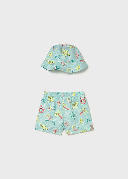 Mayoral Boys Aqua Swim Shorts with Bucket Hat | Aqua Swim Set & Bucket Hat Set (12M–4Y)