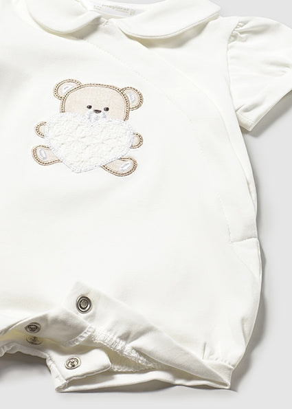 Mayoral Baby Girl Teddy Romper | Ivory Teddy Romper (0M–18M)