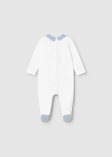 Mayoral Baby Boy Hot Air Balloon Embroidered Babygrow | White & Green Hot Air Balloon Babygrow (0M–12M)