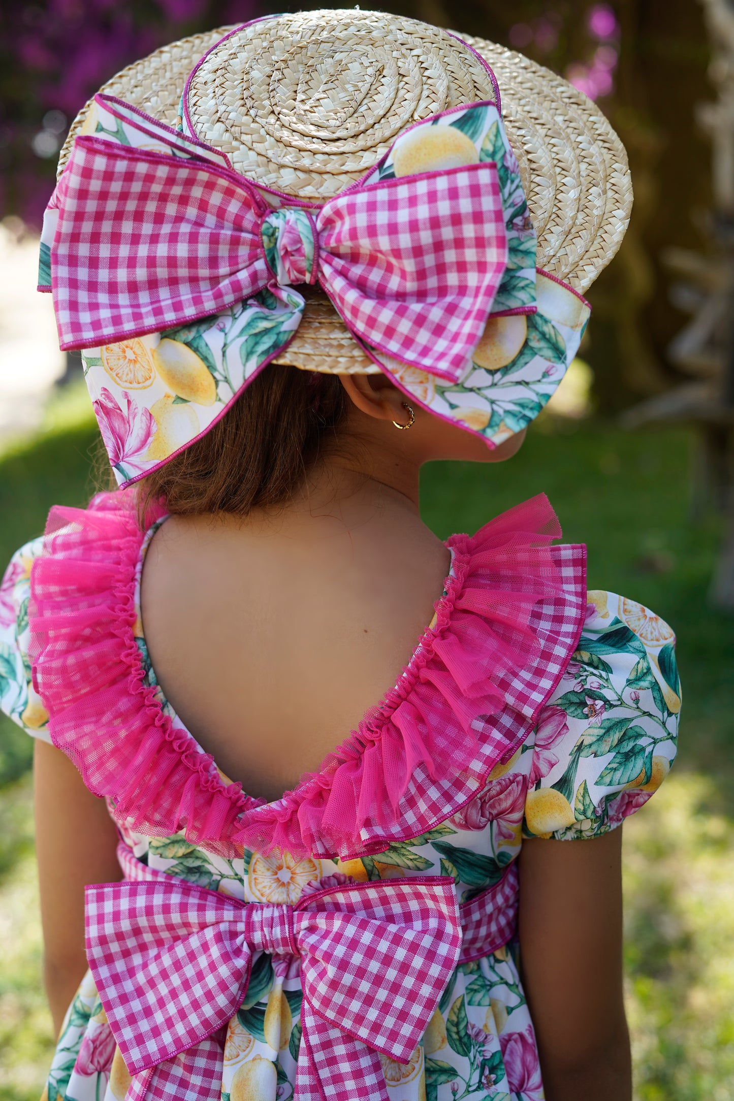 Babiné Lemon Gingham Girls Summer Dress | Spanish Traditional Outfit (2–8 Years)