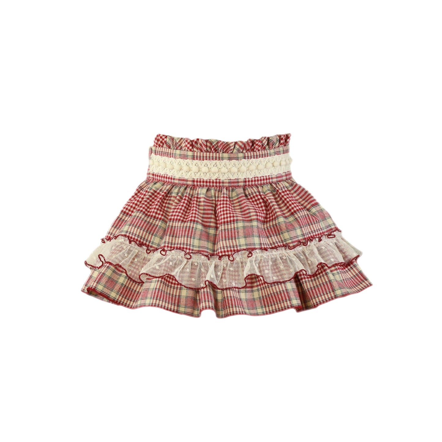 Miranda Red & Cream Tartan Skirt Set