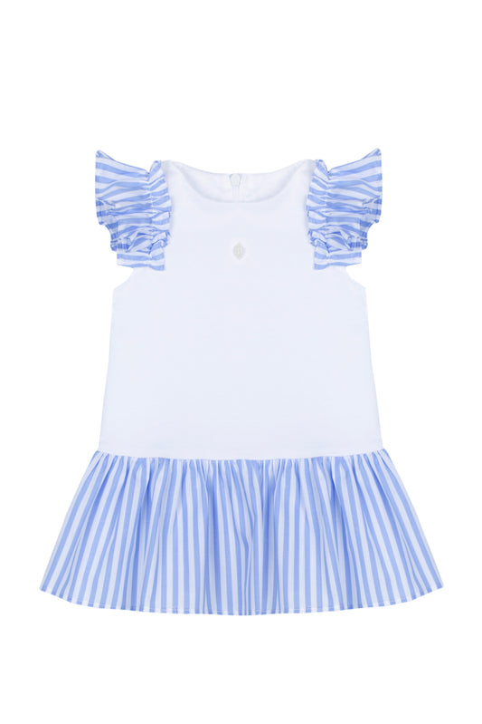 Patachou Girls Blue & White Stripe Dress | Blue & White Summer Dress (12M-3 Years)