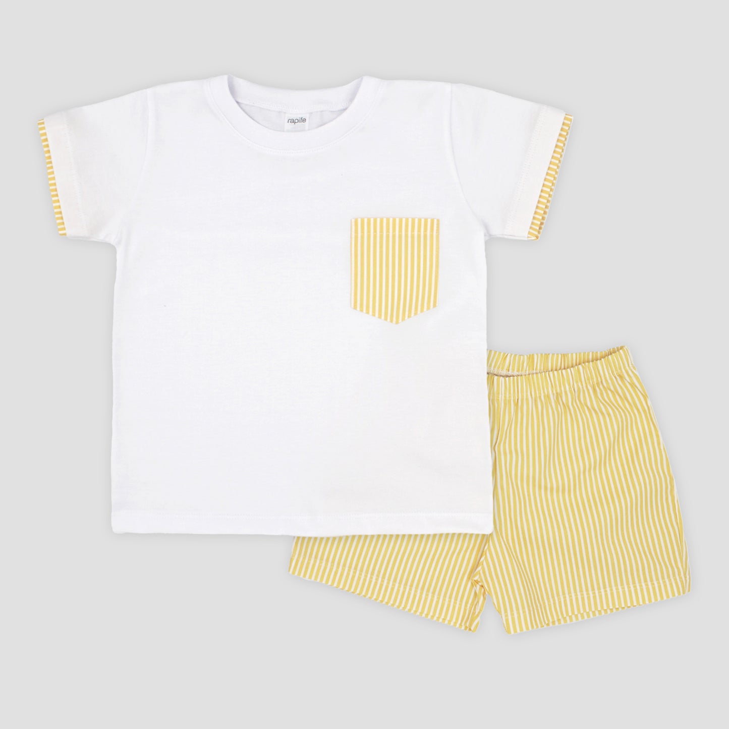 SS25 Rapife Yellow Stripe Pocket Tee & Shorts Set