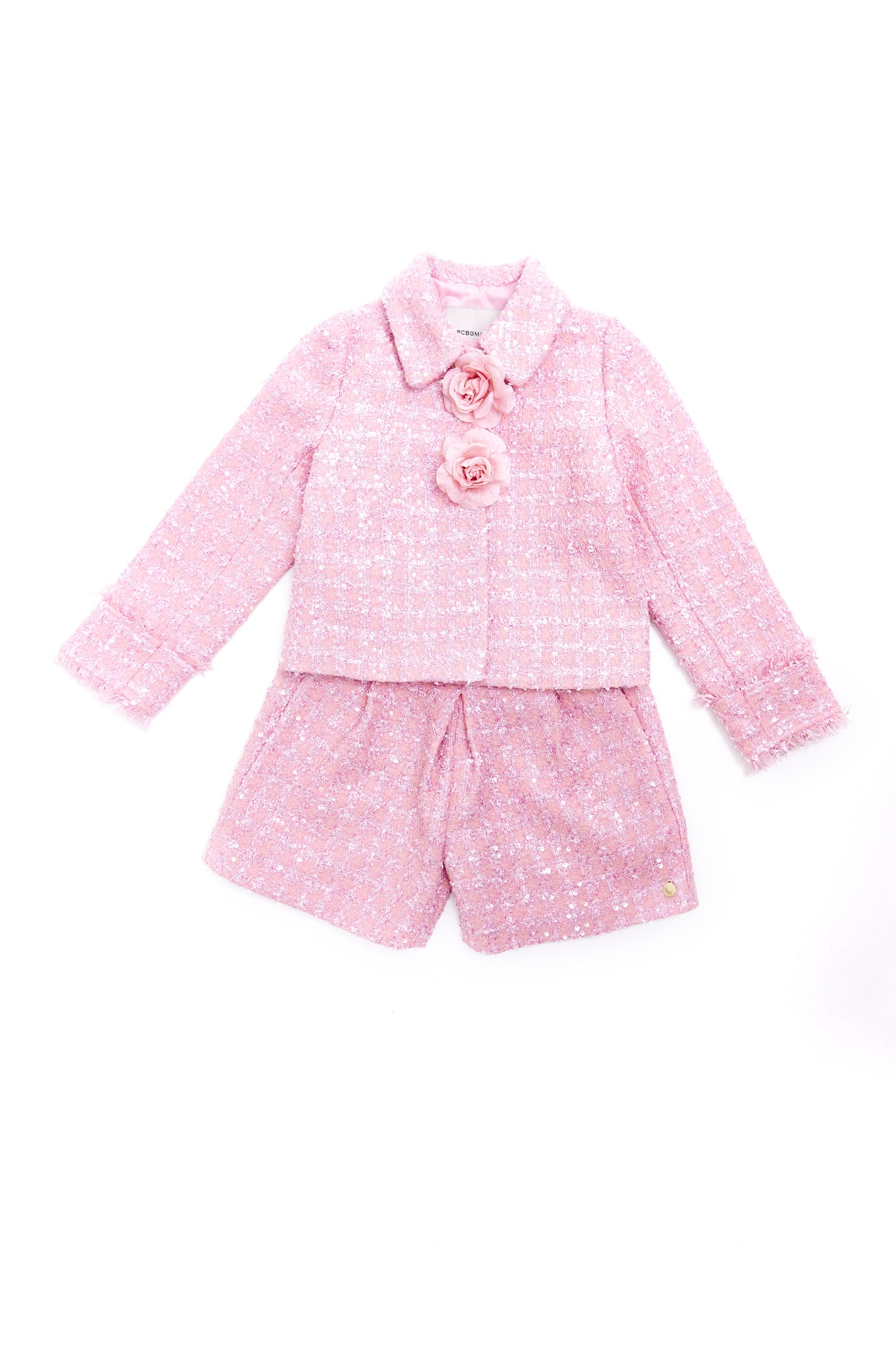 SS25 BCBG Cameo Pink 2 Piece Tweed Shorts Set