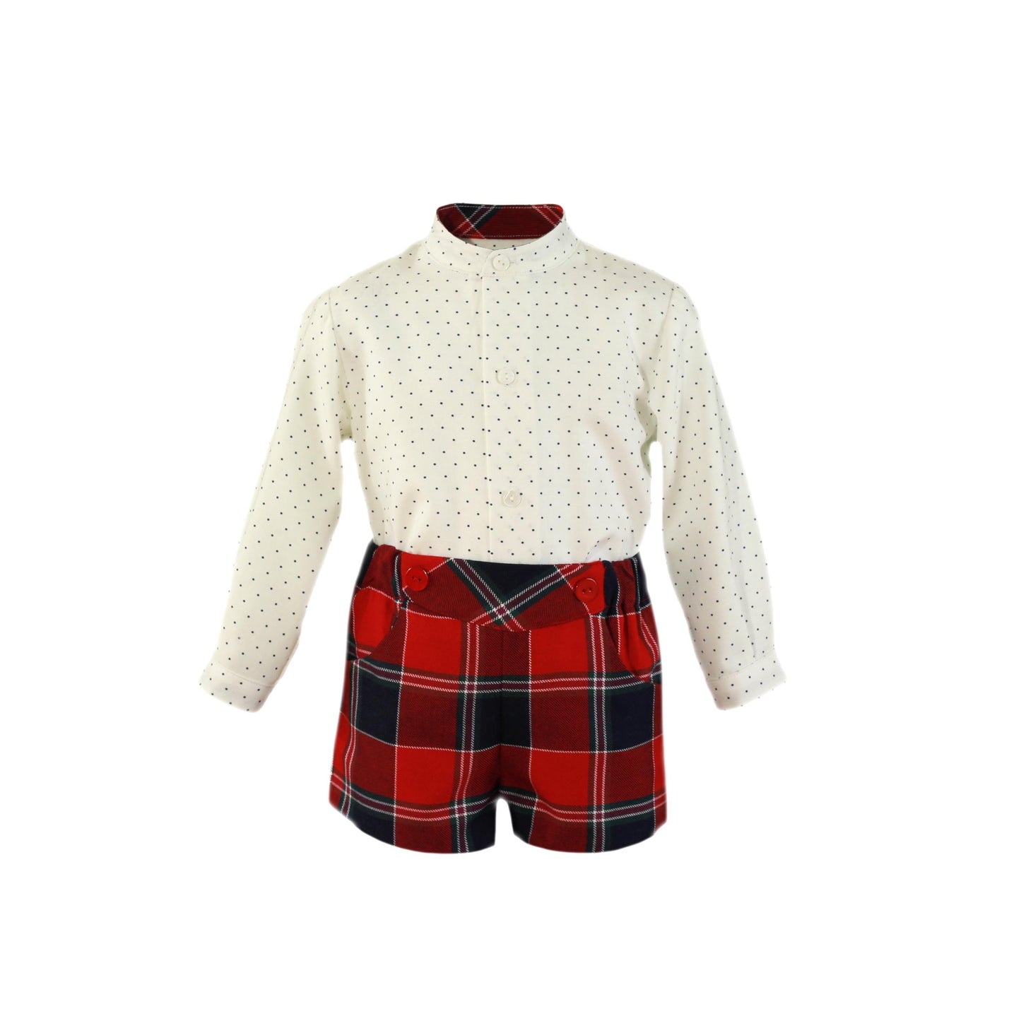 Miranda Red & Navy Tartan Baby Shorts Set