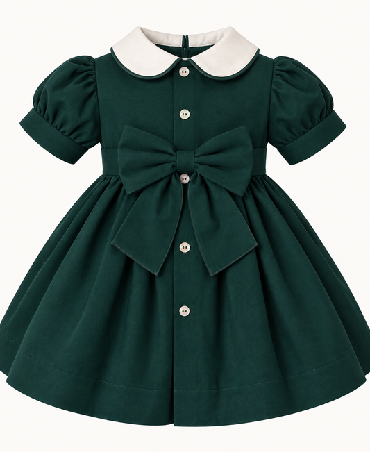 The Kensington Collection - Emerald Green Hand Smocked Girls Dress | 6m-6y
