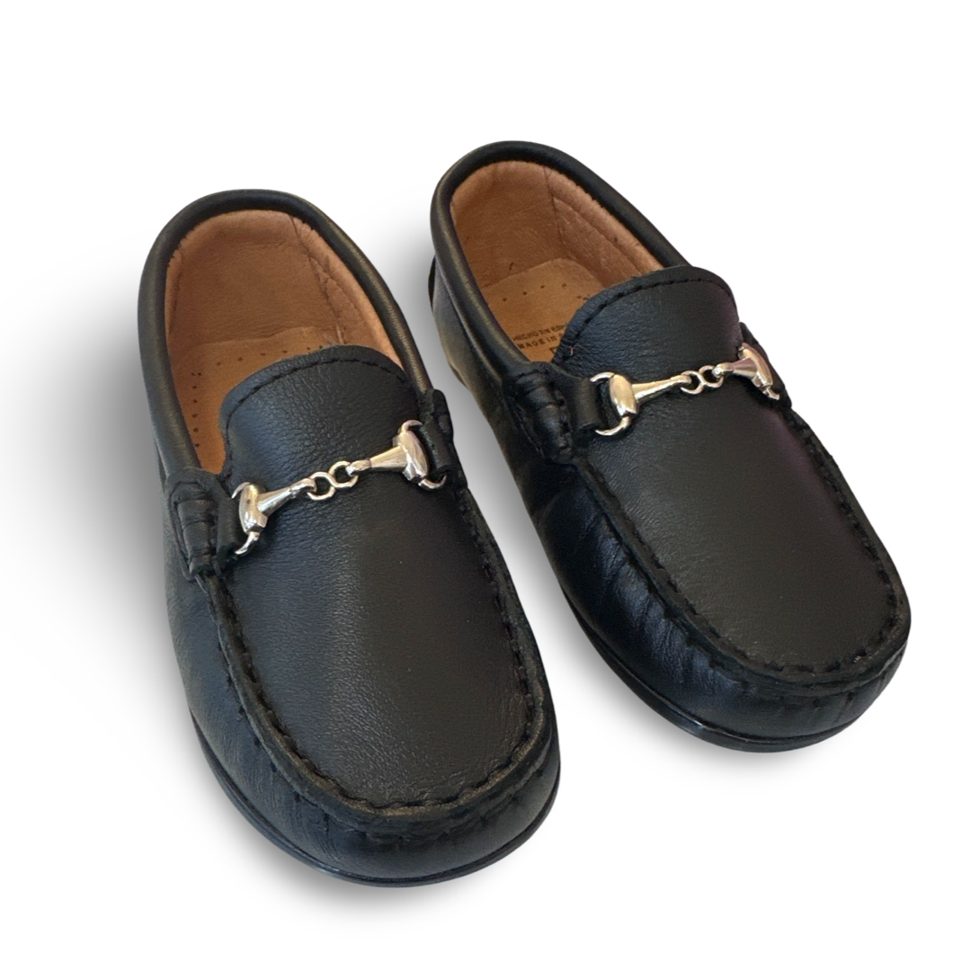 Andanines Boys Silver Bar Loafer Black