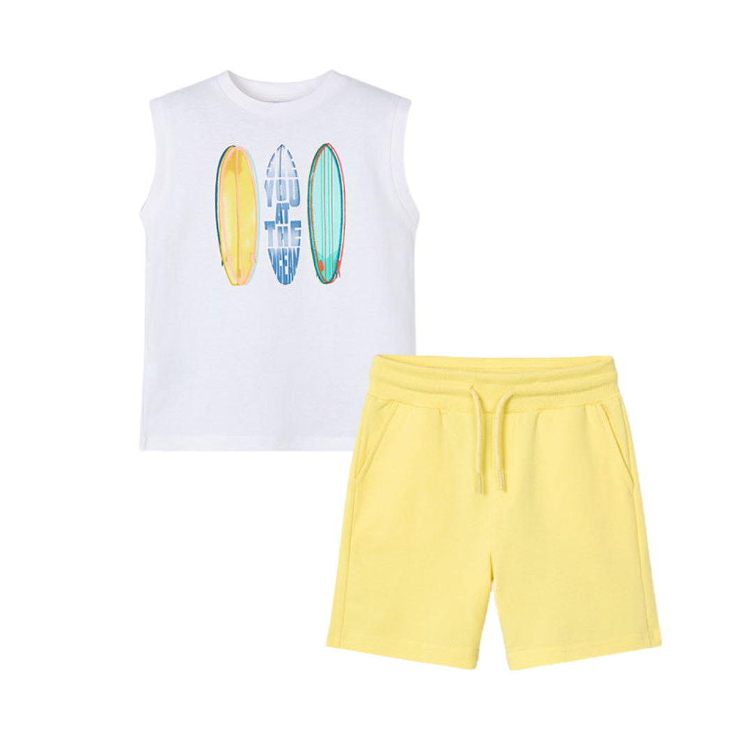 SS25 Mayoral Surfboard Casual Vest and Shorts Set