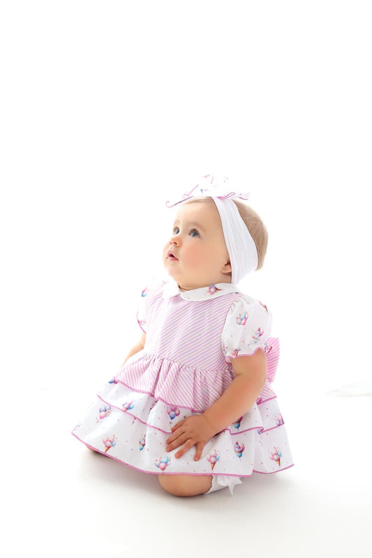 Babiné Lilac Balloons Baby Girls Dress | Spanish Traditional Outfit (3–18 Months)