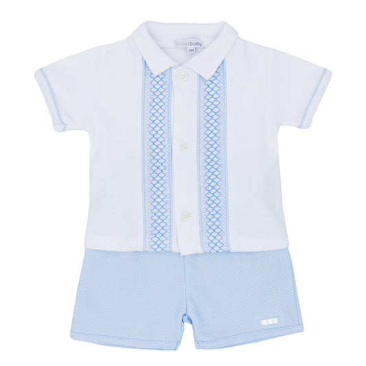 Blues Baby Boys Blue Smocked Polo and Short
