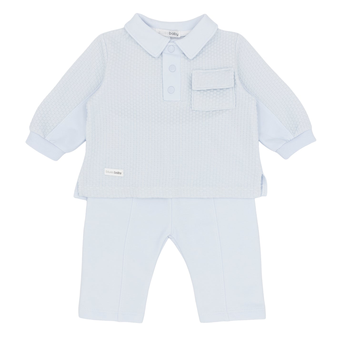 Blues Baby ‘Oslo’ Boys Blue Polo Set| Soft Blue 12M-4Y)