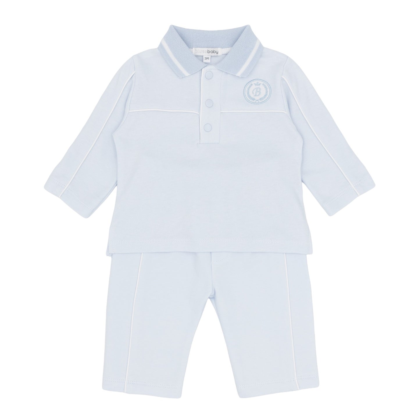 Blues Baby ‘Hammel’ Boys Blue Polo Set| Soft Blue 12M-4Y)