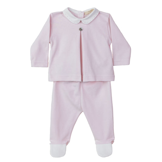 Pre-Order Baby Gi Pink Cotton Two Piece Outfit, Bib and Muslin