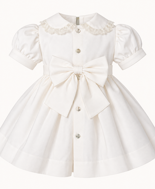Christmas at Claridge's Collection - Ivory & Red Hand Smocked Girls Dress | 6m-6y