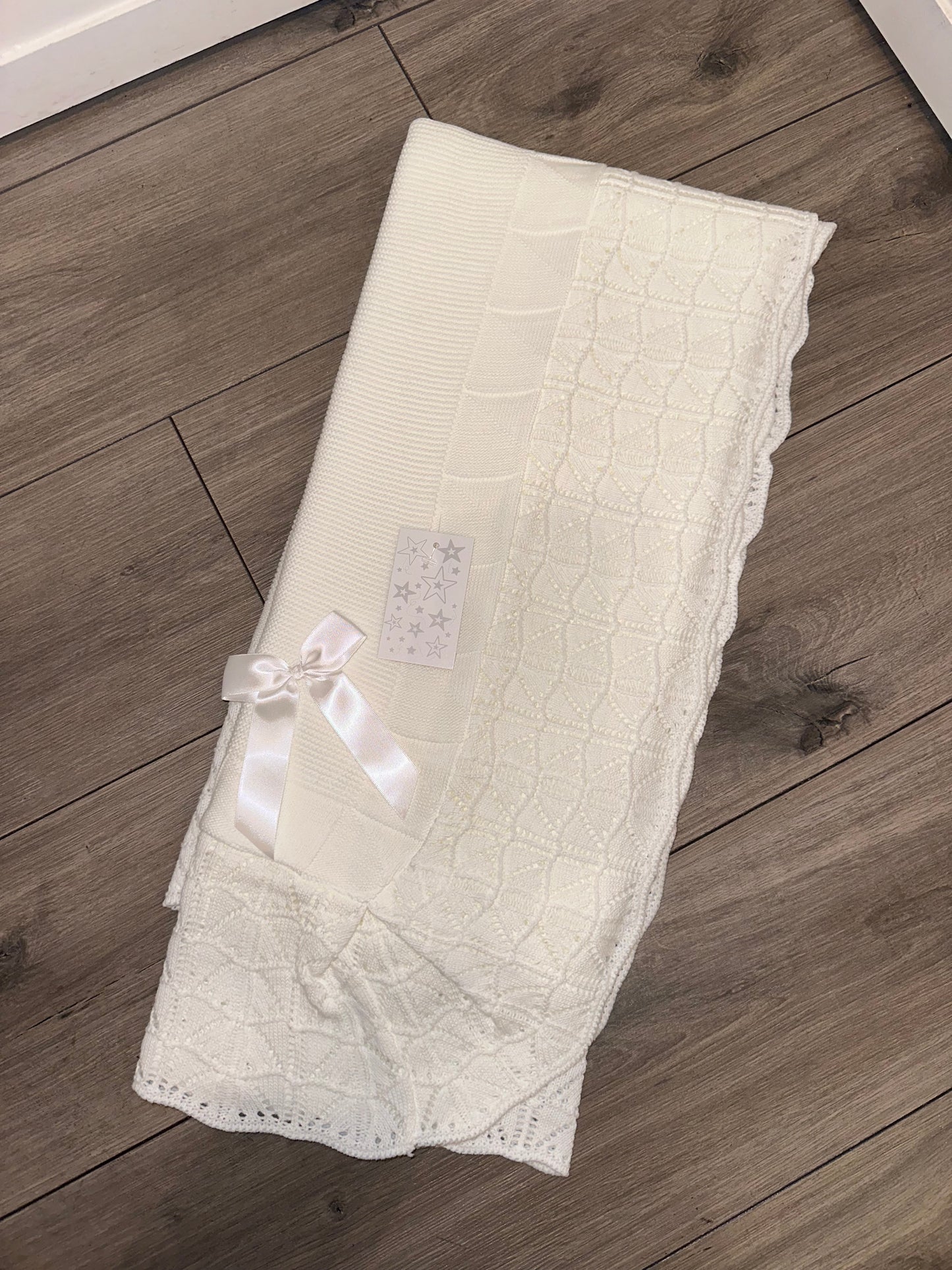 Little Stars White Blanket with Bow