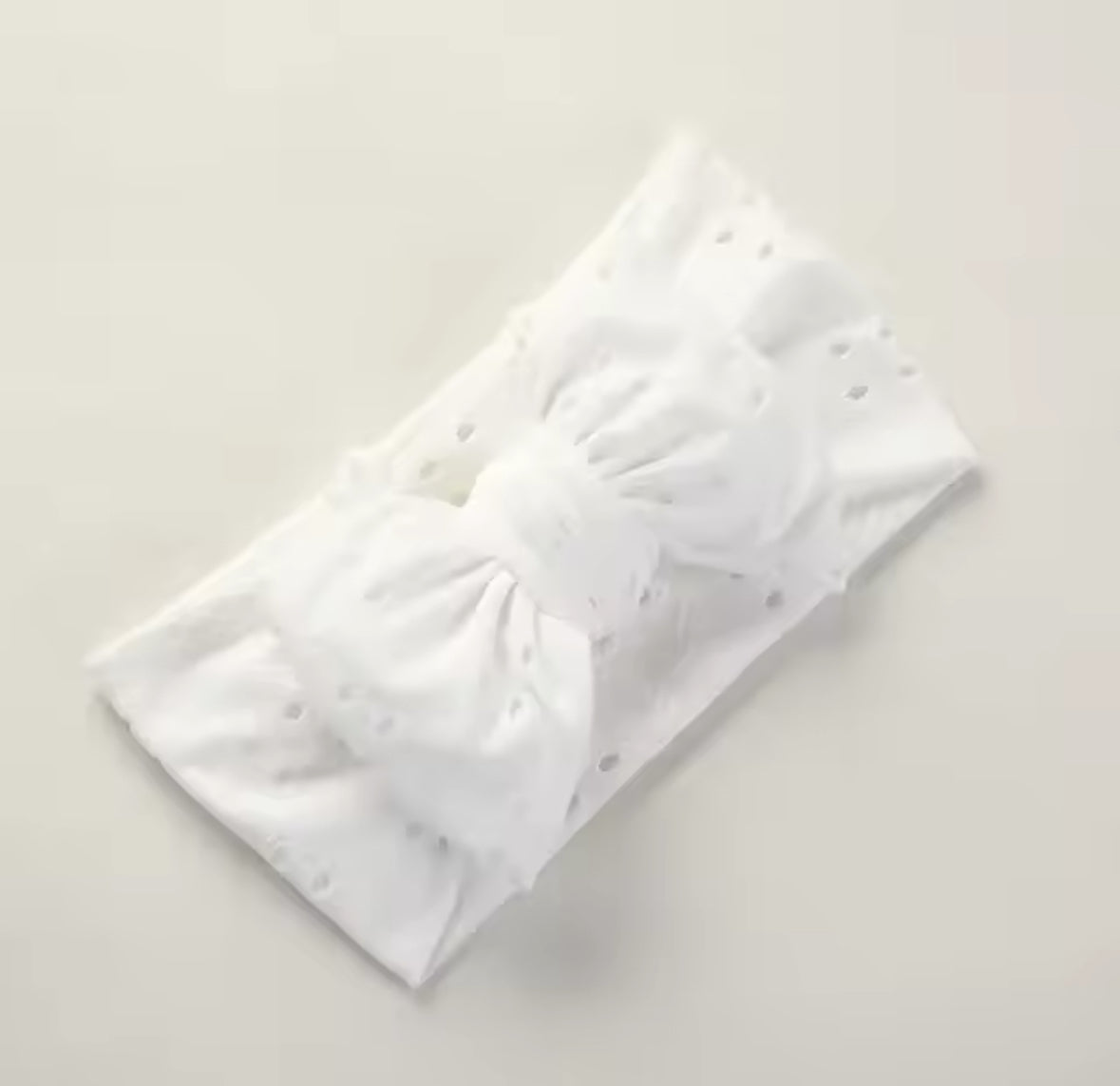 Little Stars ‘White’ Embroidery Anglais Baby Bow Headband