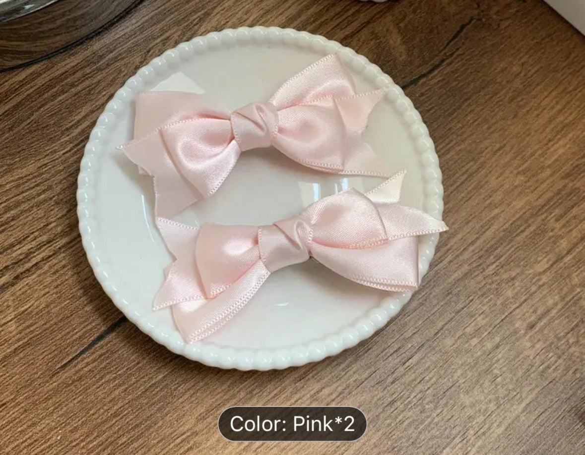 Little Stars ‘Baby Pink’ Satin Hair Bow Pair