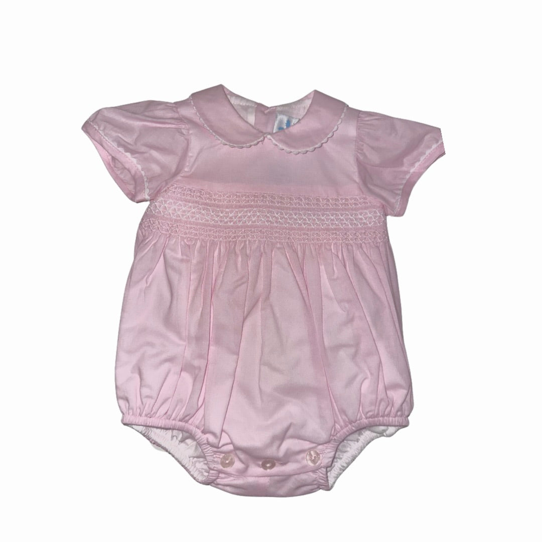 SS25 Sardon Baby Pink Cotton Smocked Romper