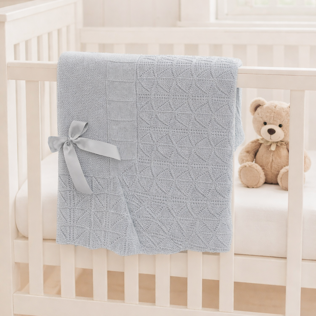 Little Stars Grey Blanket with Bow