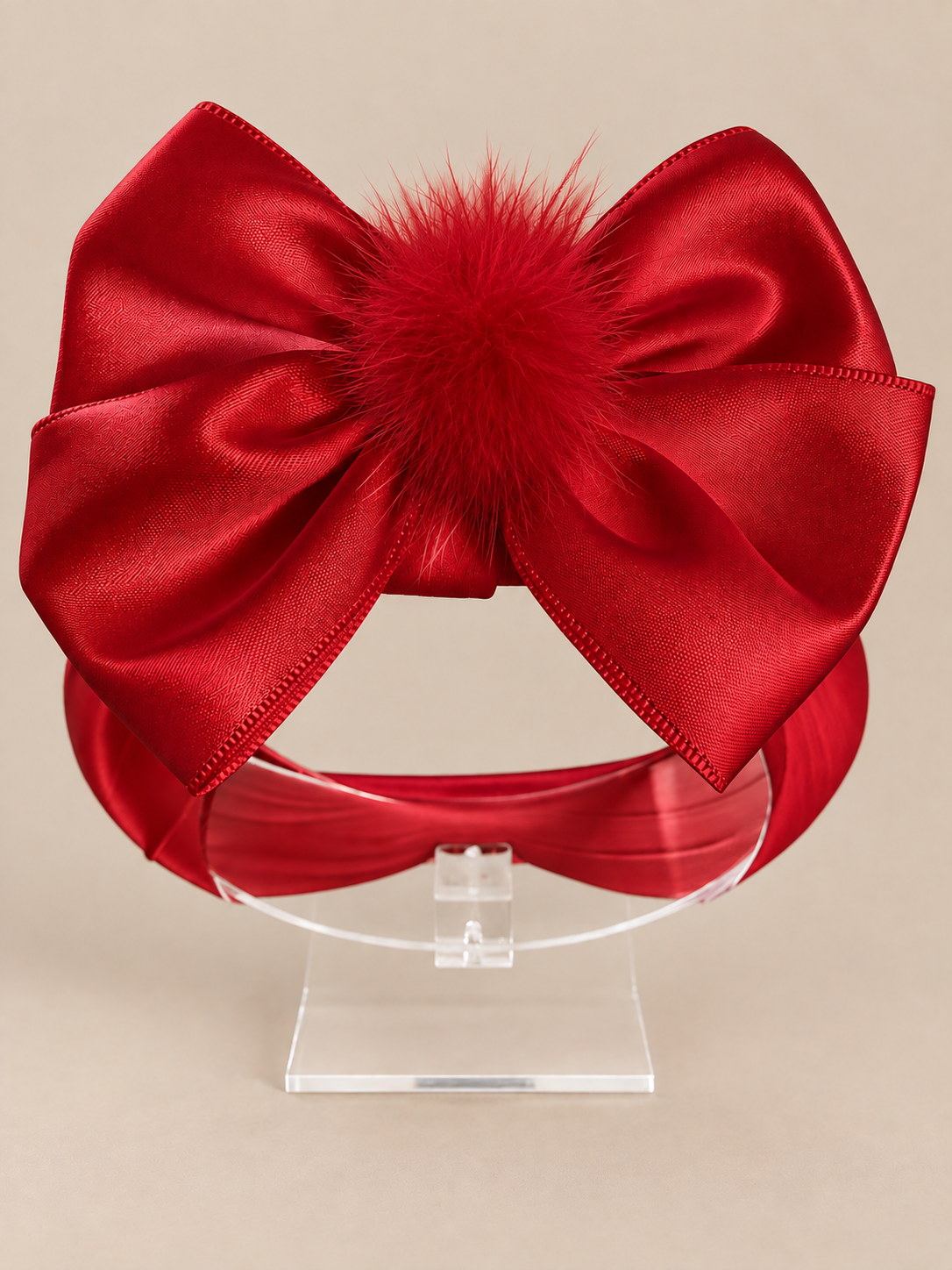 Little Stars ‘Red’ Pom Pom Bow Baby Headband