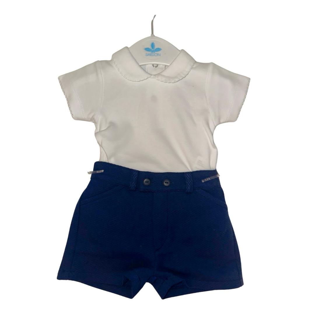 SS25 Sardon Peter Pan Collar Vest and Navy Short Set