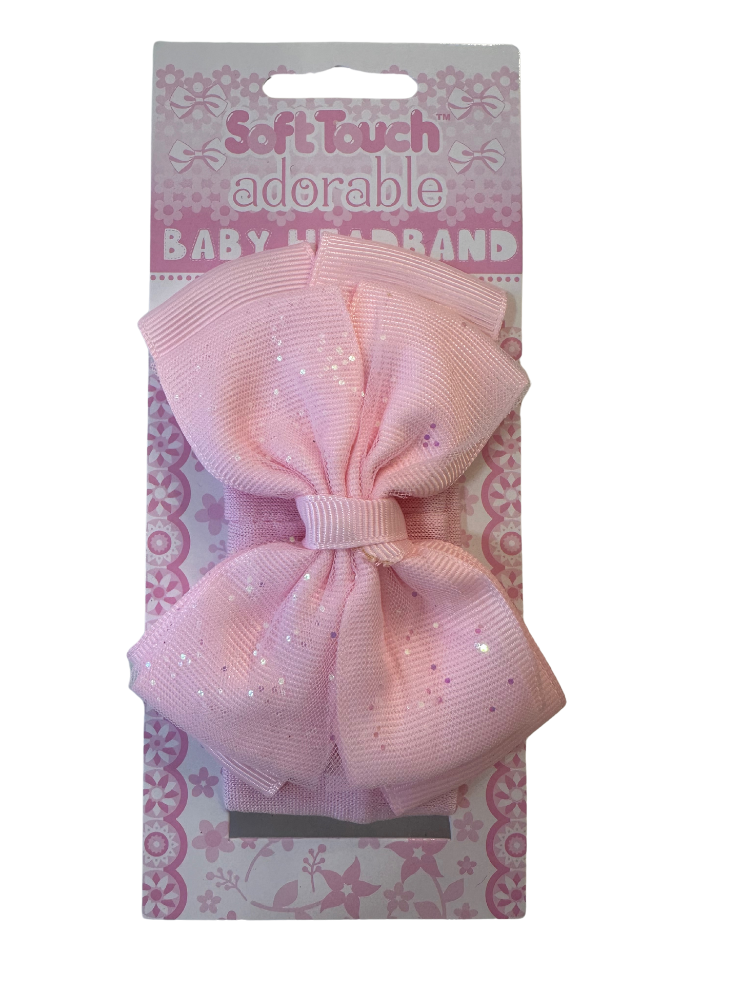 Soft Touch ‘Pink’ Sparkle Bow Baby Headband