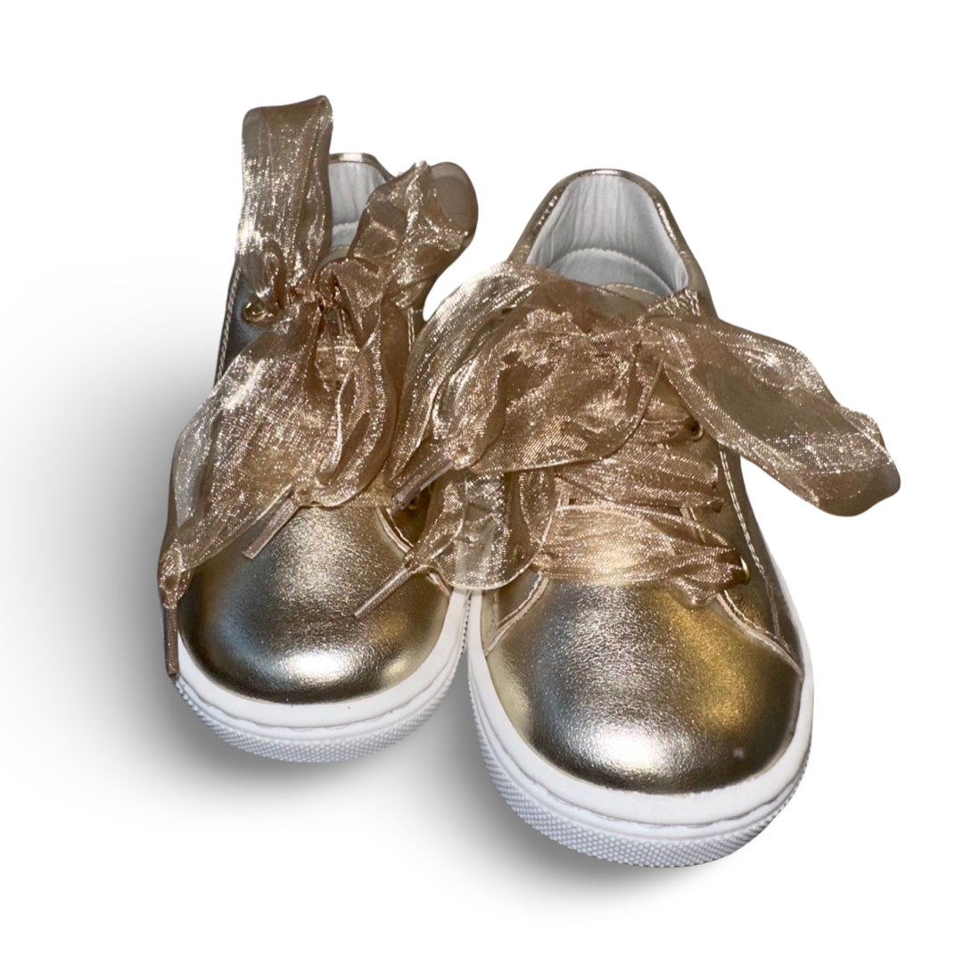 Andanines gold leather trainers