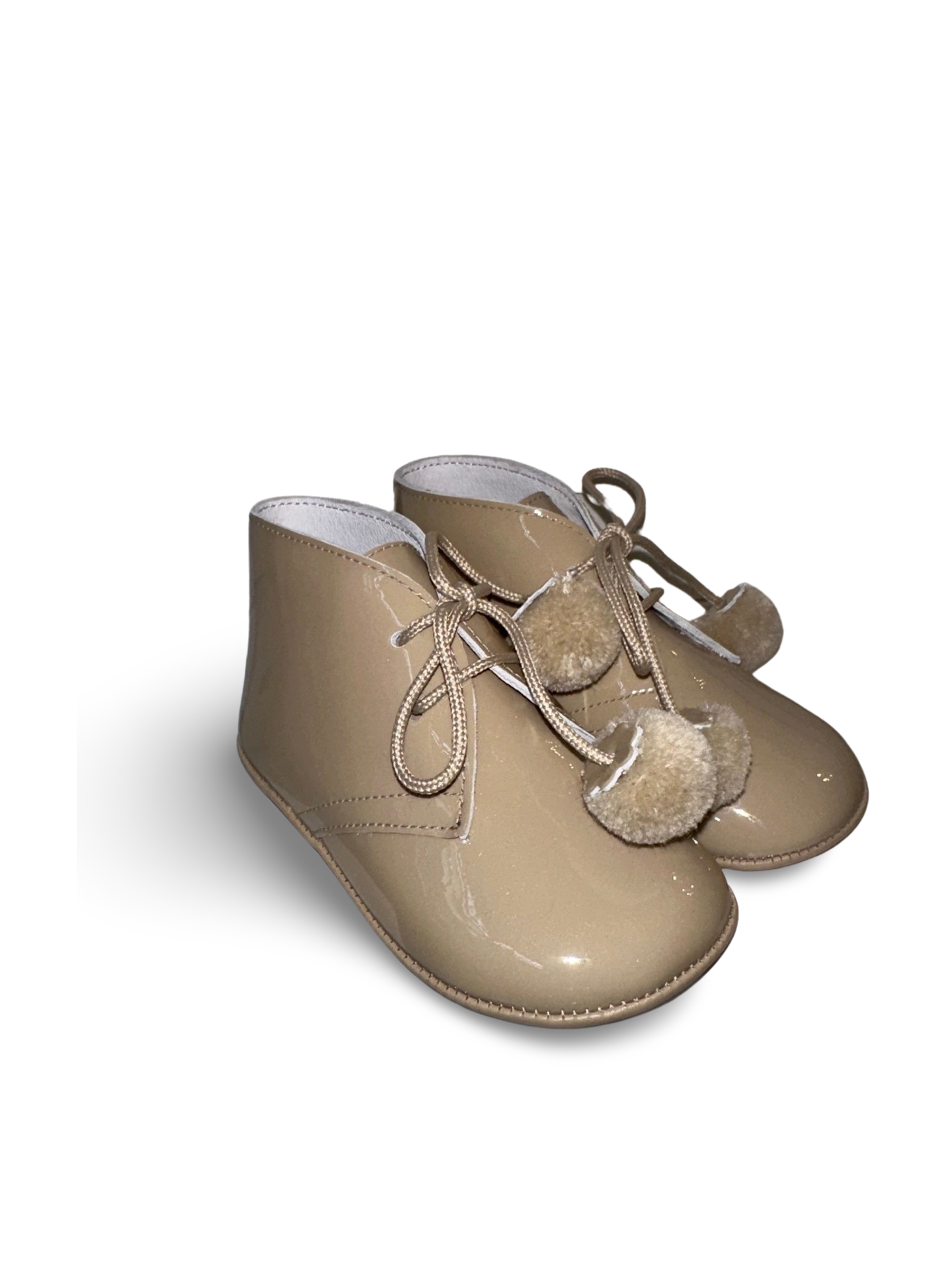Andanines Camel Leather Patent Soft Sole Pram Boots